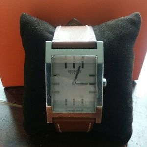 Hermes tandem watch stainless steel bezel